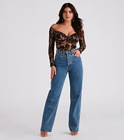 Regal Affair Flocked Velvet Bodysuit