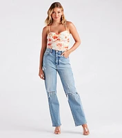 Much Adoration Floral Mesh Crop Top