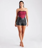 Having A Moment Ponte Tulle Corset Top