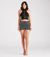 Trendy Silhouette Sheer Mesh Crop Top