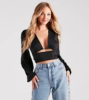 Blown Away Plunge Tie-Back Crop Top