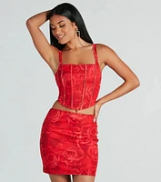 Romantic Ways Rose Lace-Up Mesh Bustier