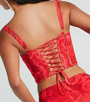 Romantic Ways Rose Lace-Up Mesh Bustier