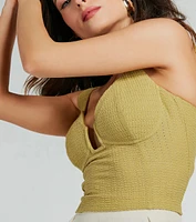 A Little Flirtation Texture Knit Crop Top