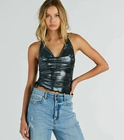 Trendy Energy Metallic Knit Halter Top