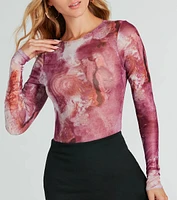 Marble Mood Mesh Long Sleeve Bodysuit