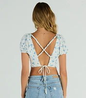 Sweetheart Vibes Strappy Back Floral Crop Top