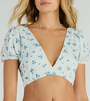 Sweetheart Vibes Strappy Back Floral Crop Top