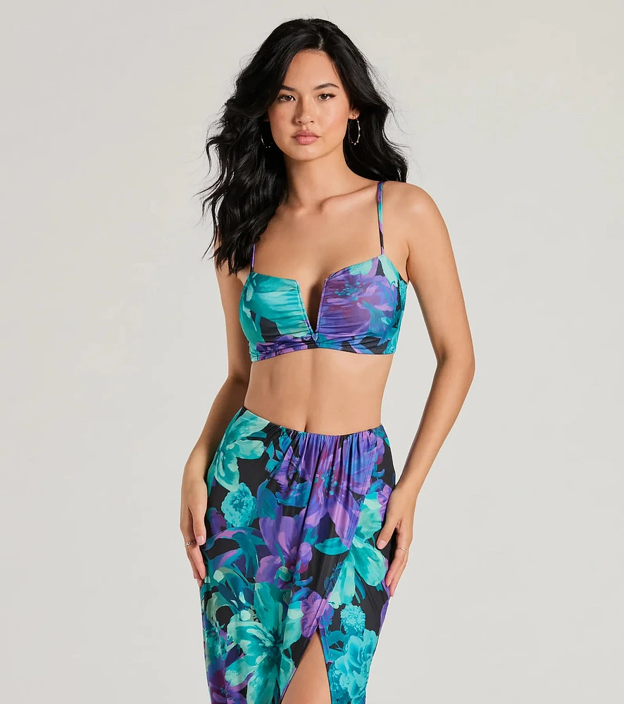 Tropical Vacay Spaghetti Strap Tie-Back Crop Top