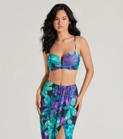 Tropical Vacay Spaghetti Strap Tie-Back Crop Top