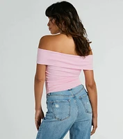 Spotted Town Off-The-Shoulder Crop Top