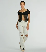 Charm Me Puff Sleeve Lace Crop Top