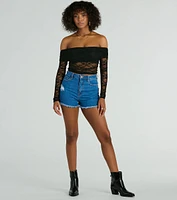 Sultry Aura Off-The-Shoulder Lace Crop Top