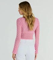 Don't Tempt Me Textured Slit Crop Top