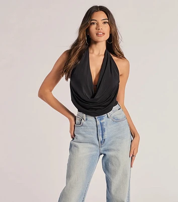 Take The Plunge Sleeveless Halter Crop Top