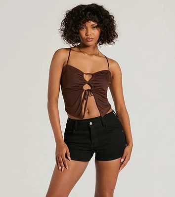 Sweet Fling Lace-Up Mesh Crop Top