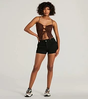 Sweet Fling Lace-Up Mesh Crop Top