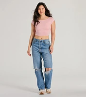 Back It Up Short Sleeve Strappy Crop Top