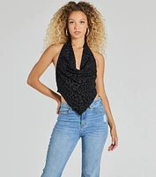 Alluring Flocked Leopard Print Halter Top