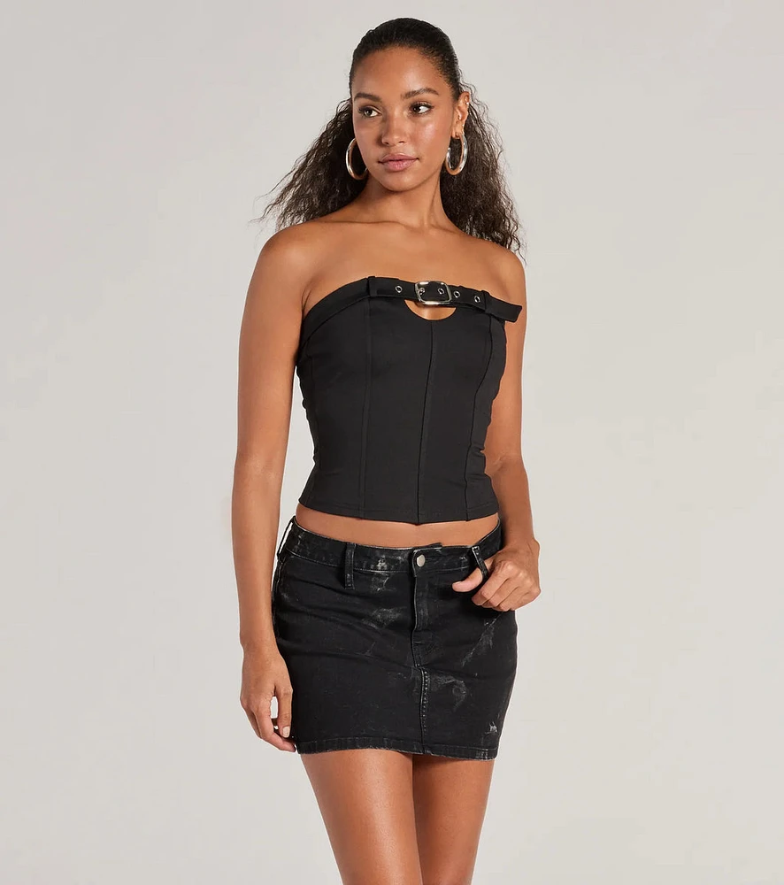 Trendy Edge Buckle Strap Tube Top