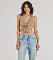 Party Diva Cropped Rhinestone Halter Top