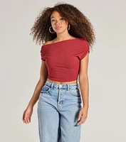 Elevated Fave One-Shoulder Short Sleeve Top