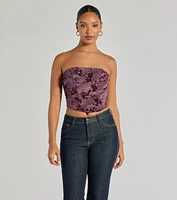 Floral Passion Ruched Cropped Corset Top