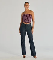 Floral Passion Ruched Cropped Corset Top