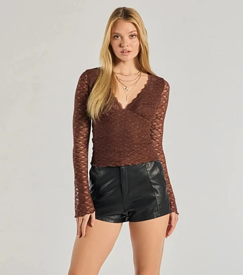 Glam Flair Long Sleeve Lace Top