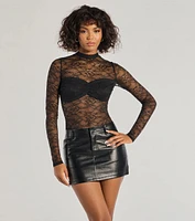 Sultry Allure Rhinestone Lace Bodysuit