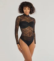 Sultry Allure Rhinestone Lace Bodysuit