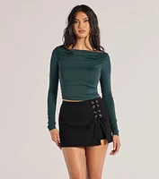 Casual Icon Off-The-Shoulder Long Sleeve Top