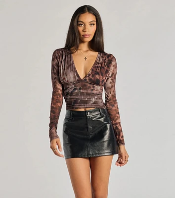 Sassy Style Leopard Print Mesh Long Sleeve Top