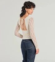 Modern Romance Lace Tie-Back Crop Top