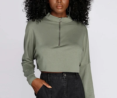 Zip Up Mock Neck Pullover