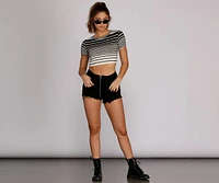 Striped Stunner Crop Tee