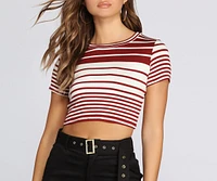 Striped Stunner Crop Tee