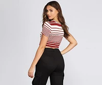 Striped Stunner Crop Tee