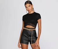 Lace Trim Ribbed Crop Top