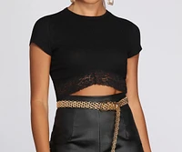 Lace Trim Ribbed Crop Top