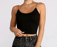 Basic Scoop Neck Ribbed Knit Tank Top