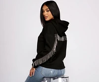 Glam Rhinestone Fringe Hoodie