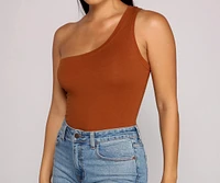 Stylish Basic One-Shoulder Bodysuit