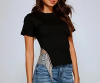 Edgy-Glam Rhinestone Fringe Tee