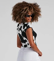 Trendy Chic Cow Print Top