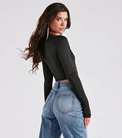 Hooked On You Long Sleeve Crop Top