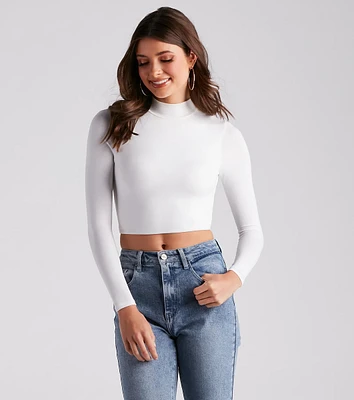 Hit The Basics Mock Neck Crop Top