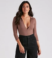 Casual Trendsetter Henley Bodysuit