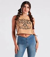 Hit The Rodeo Lace-Up Graphic Tank Top