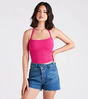 Back To Basics Halter Rib Knit Crop Top